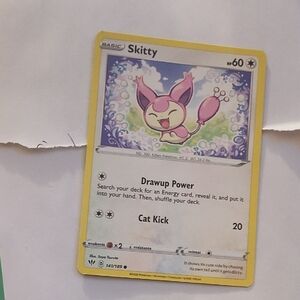 Pokemon Skitty Card - Pink and Yellow